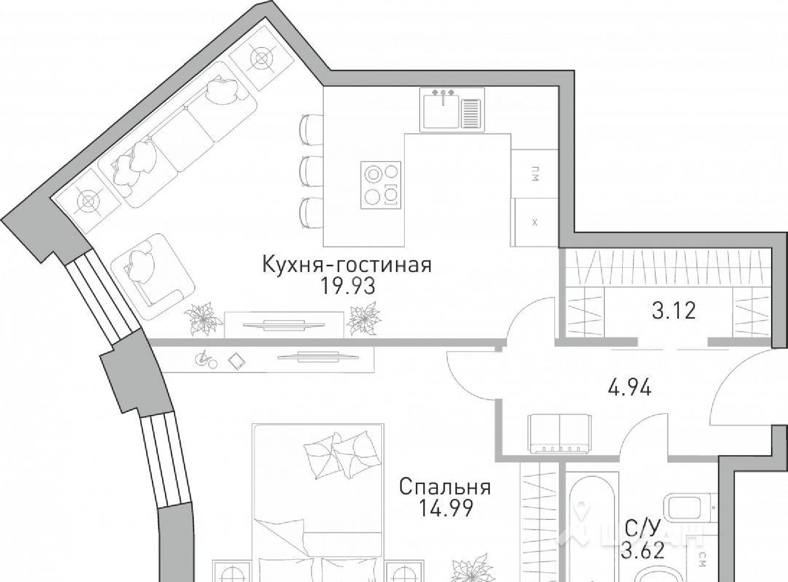 Фото №1 - 1-комнатная квартира, Москва, Лобачевского улица 120 корпус 2, метро Мичуринский проспект