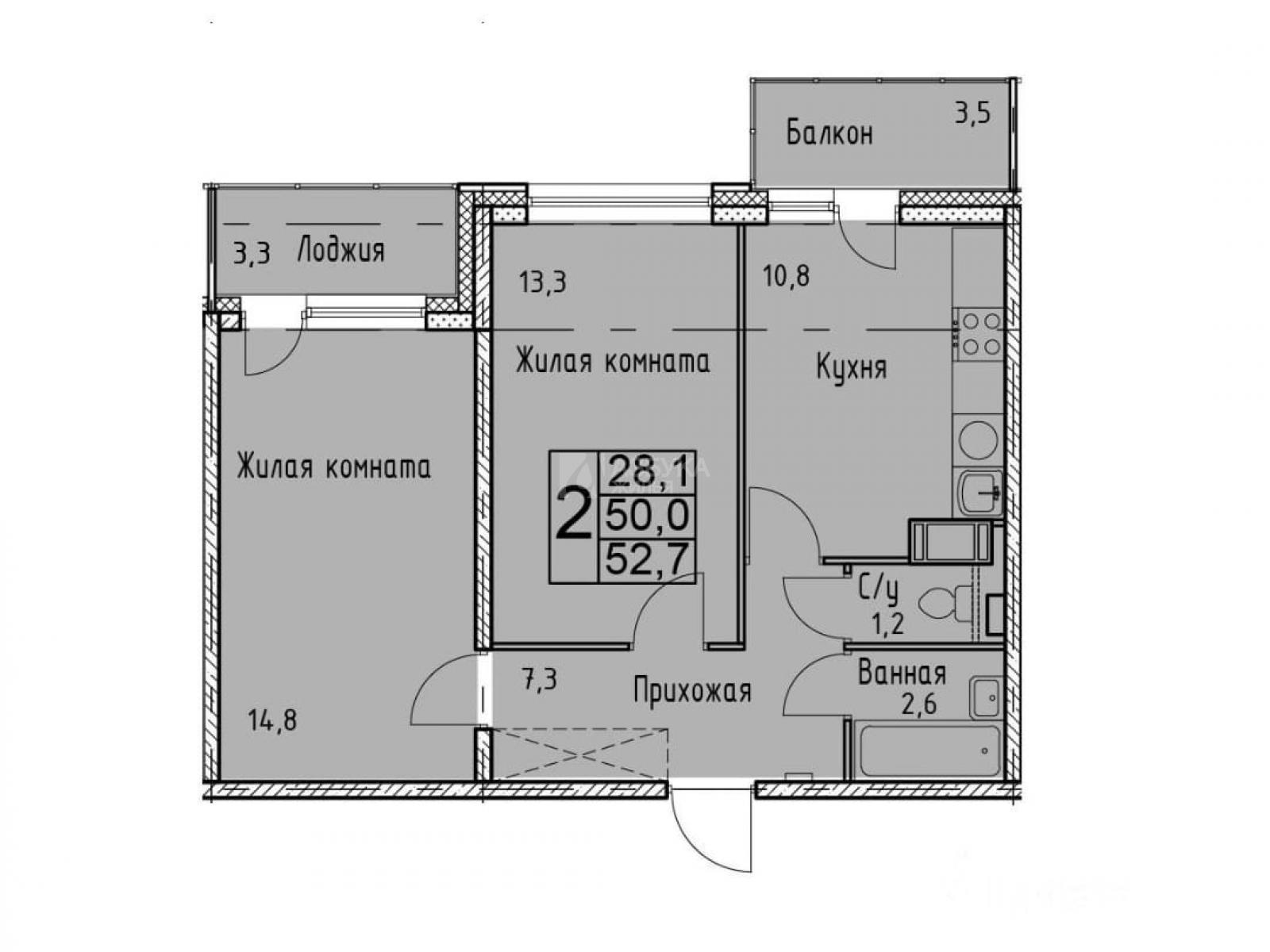 Фото №2 - 2-комнатная квартира, Москва, поселок Коммунарка, Фитарёвская улица 30 строение 1, метро Коммунарка